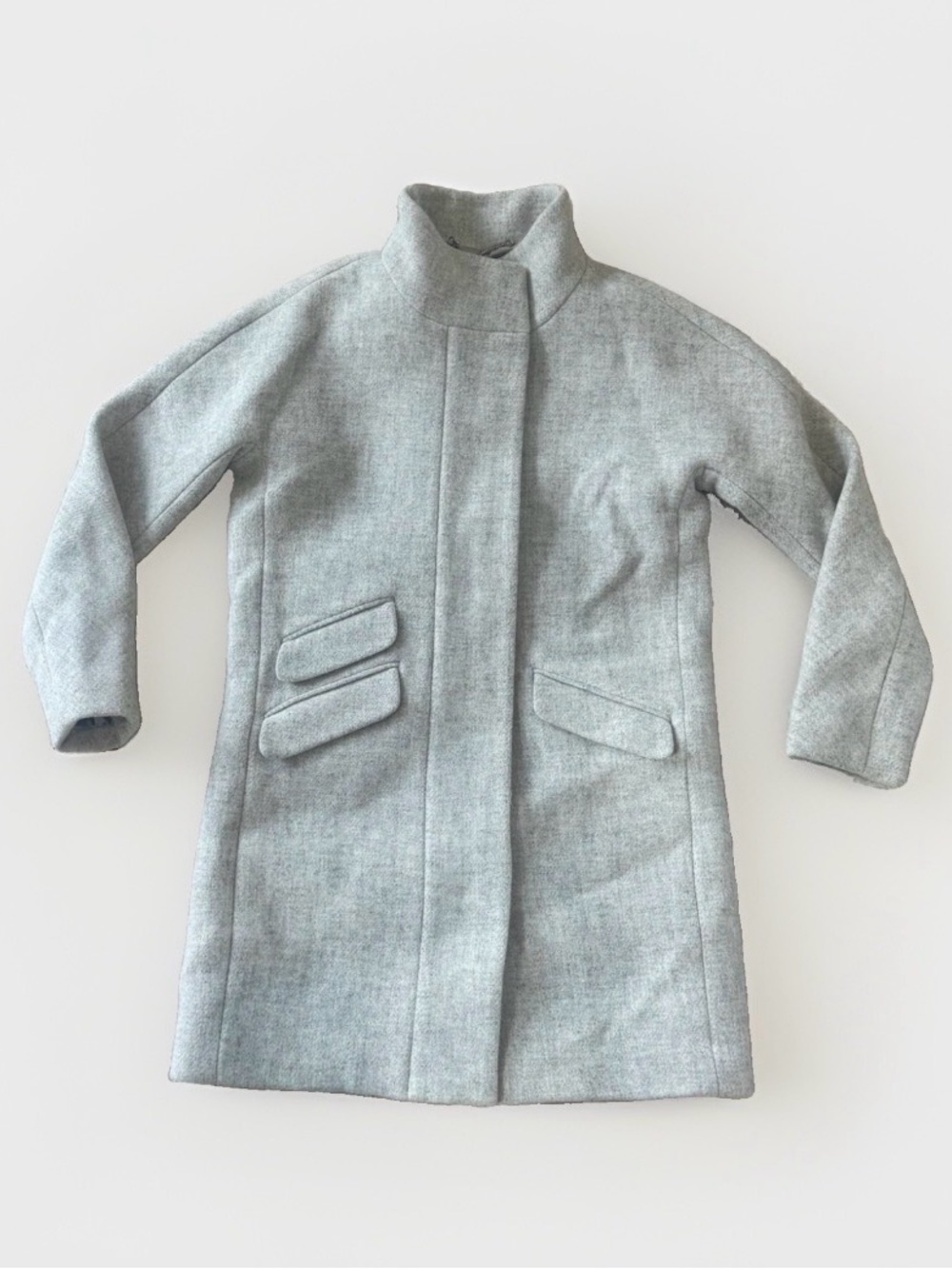 J.CREW Sz 2P Womens Italian Stadium Cloth Nello Gori Gray Coat Wool Blend Jacket
